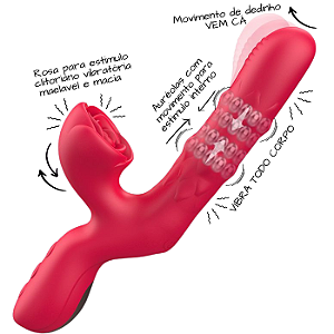 Red Vibrador de Ponto G e Clitoris e com Anel Vai e Vem e Vem ca