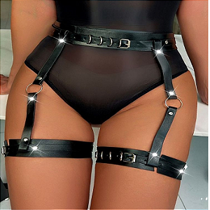 Harness Reforçado Cinta Liga em Couro