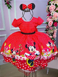 Vestido Infantil Temáticos da Gigi Minnie/Minie Vermelha