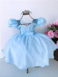 Vestido Lele Encanto Azul Bebê Borboletas