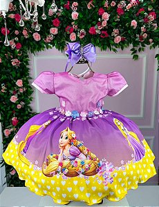 Vestido Infantil Temático Luxo Rapunzel