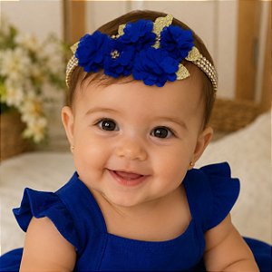 Faixa Belli Jardim Azul Royal com Dourado