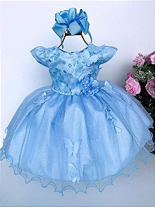 Vestido Infantil Marie Azul Bebê