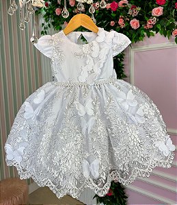 Vestido Infantil Marie Jardim Encantado Luxo Branco