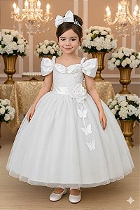 Vestido Marie Longo Manga Princesa Branco