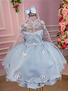 Vestido Lele Encanto Frozen Azul Bebe