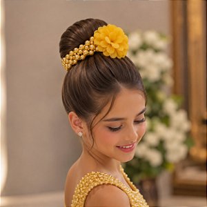 Porta Coque Belli Flor Perolas Amarelo