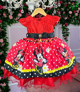 Vestido Tematico Luxo Minnie/Minie Vermelha