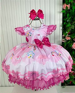 Vestido Infantil Princesa Tematico Chuva de Bençãos - Chuva de Amor Pink