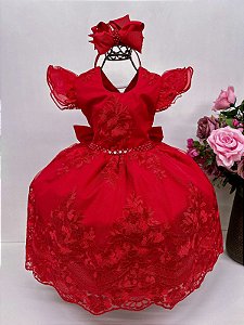 Vestido Infantil Princesa Realeza Vermelho