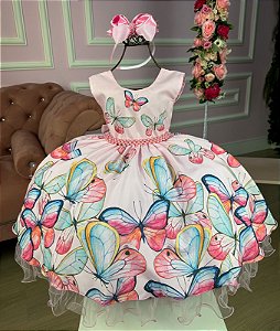 Vestido Infantil Giovanella/Giovanela Borboletas Rosa