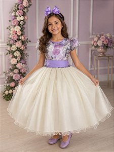 Vestido Marie Saia Off Peito Florido Lilas
