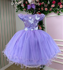 Vestido Marie Jardim Encantado Lilás