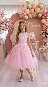 Vestido Marie Jardim Encantado Mel Rosa Bebe