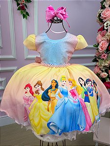 Vestido Infantil Temáticos da Gigi Princesas Disney Colorido