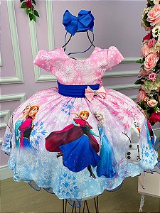 Vestido Infantil Temáticos da Gigi Frozen Rosa