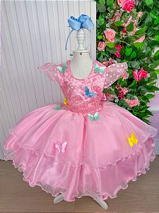 Vestido Princesa Jardim Encantado Rosa