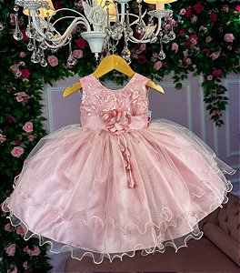 Vestido Marie Bebe Flor Rose Claro