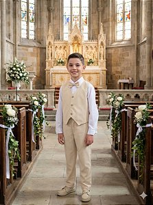 Conjunto Miss Cherry Social Colete Palha - Bege