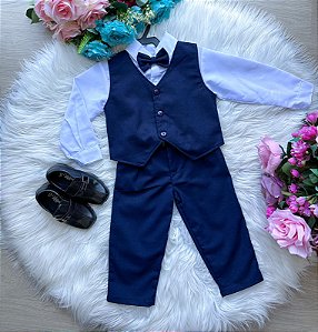 Conjunto Miss Cherry Social Colete Azul Marinho