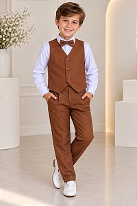 Conjunto Miss Cherry Social Leonardo Colete Caramelo