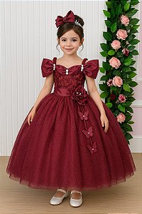 Vestido Marie Longo Manga Princesa Marsala