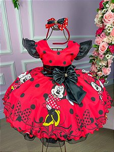 Vestido Infantil Princesa Tematico Minnie/Minie Vermelha