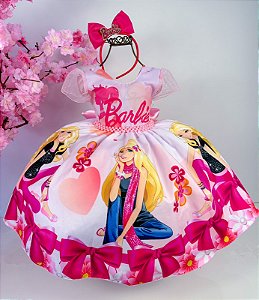 Vestido Tematico Belle Fille Barbie Rosa Bebe
