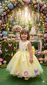 Vestido Princesa Belli Anabel Jardim Encantado Amarelo