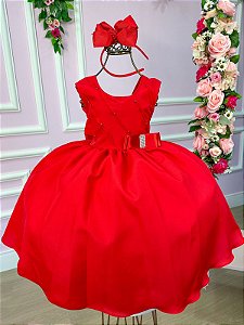 Vestido Belle Fille Lacinho Vermelho
