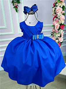 Vestido Belle Fille Lacinho Azul Royal