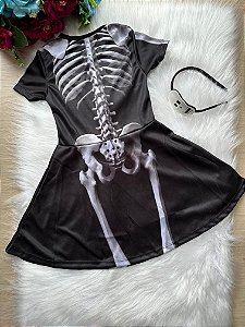 Fantasia Halloween Menina Esqueleto