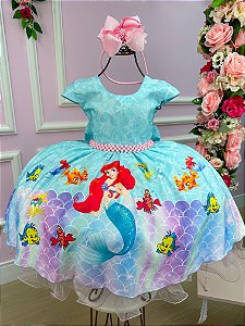 Vestido Infantil Temáticos da Gigi Ariel - A Pequena Sereia