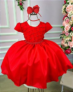 Vestido de Renda Bebê Princesa Babados Lacinhos no Ombro