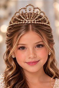 Coroa Belli Strass Dourada Vitoria