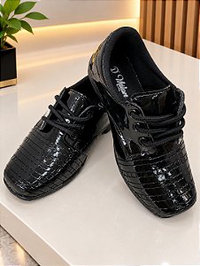 Sapato Social D Milan Preto Verniz Detalhes