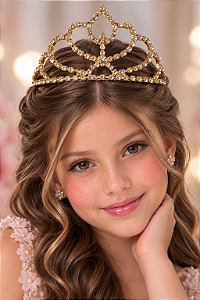 Coroa Belli Strass Dourada Ayla/Aila