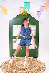 Conjunto Blogueirinha Jeans Inspiração Ana Castela - Boiadeira