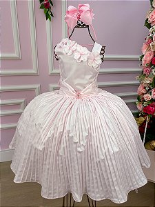 Vestido Lorenzetti Rosa Bebe Peito Flores