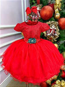 Vestido Marie Vermelho  Peito Paete Natal