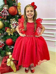 Vestido Bella Child Lorena Vermelho