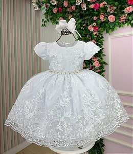 Vestido Marie Jardim Encantado Realeza Branco