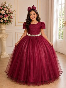 Vestido Enjoy Longo Laura Peito rendado Marsala