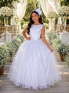 Vestido Infantil Enjoy Longo Regata Branco