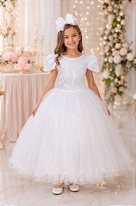 Vestido Enjoy Longo Branco Babadinho