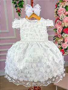 Vestido Miss Sweet Bebe Flores Branco