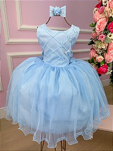 Vestido Princesa Belli Azul Bebe Jardim Encantado