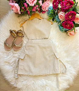 Conjunto Blogueirinha Lais Saia Cargo Bege