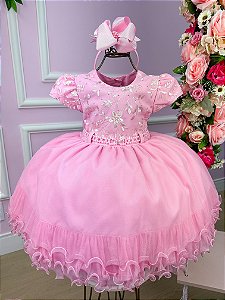 Vestido Infantil Menina Bonita Rosa Juju