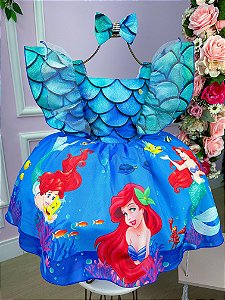 Vestido Temáticos Kids Ariel - A Pequena Sereia